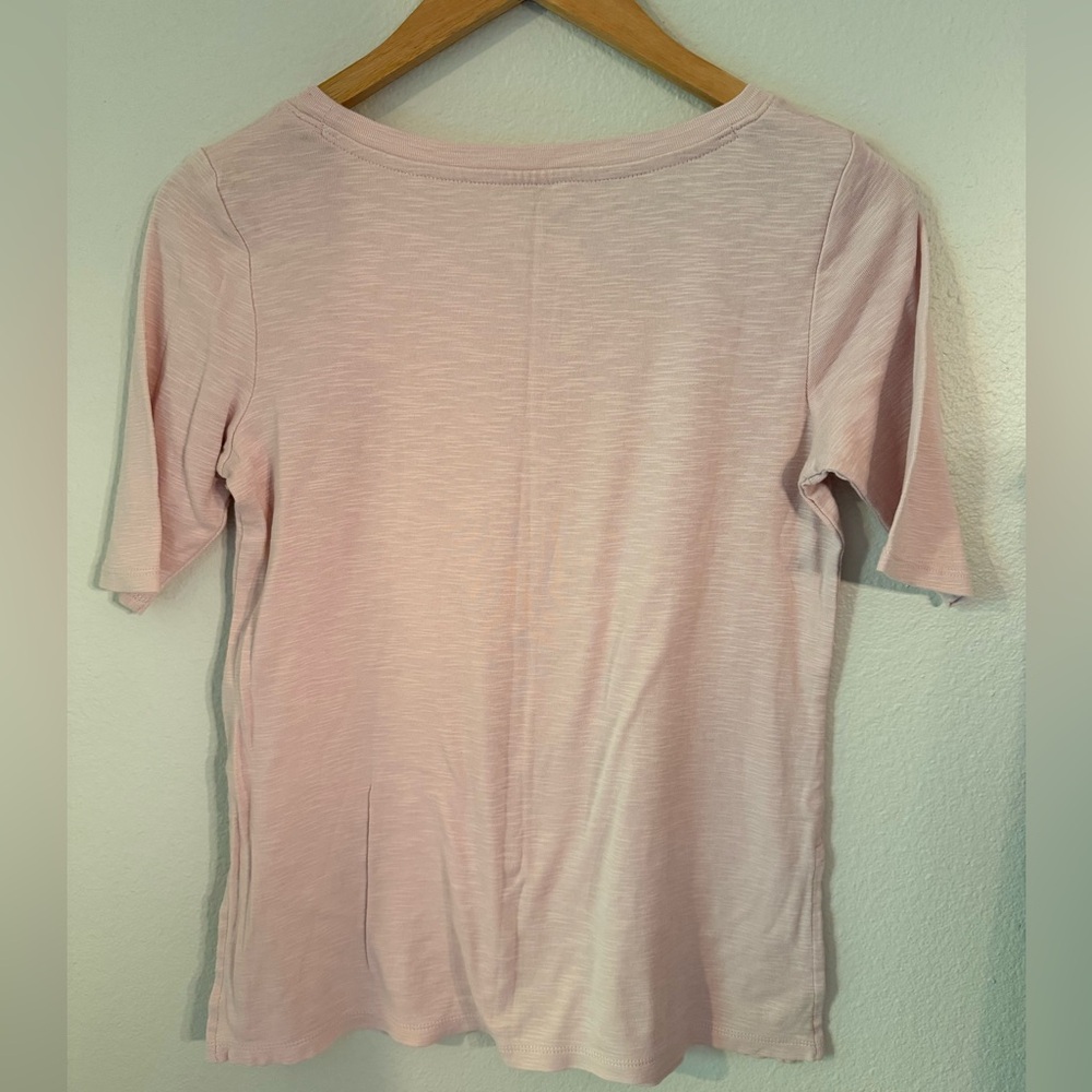 J.Jill Pima Scoop-Neck Elbow-Sleeve Tee Pink Size XSP - Picture 2 of 8